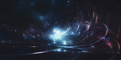 Futuristic technology background with waves and particles - obrazy, fototapety, plakaty