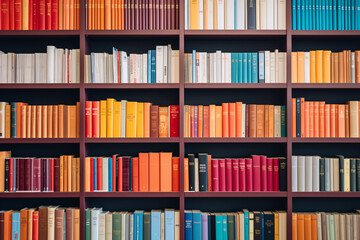 Bookshop shelves filled with colorful books
