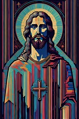 Fototapeta premium Photo of Jesus Christ oil painting made with Generative AI