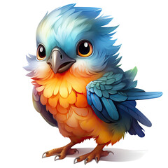 Transparent cute little bird in colors clipart, ai generative design