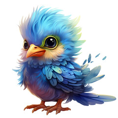 Transparent cute little bird in colors clipart, ai generative design