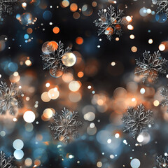 Obraz na płótnie Canvas Seamless bokeh with crystal snowflakes background, ai generative