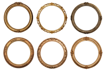 Set of round golden frames, cut out
