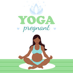 Pregnant woman with dark hair and skin doing yoga