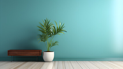 Fototapeta na wymiar green Scandinavian interior design with an empty room. 3D illustration.