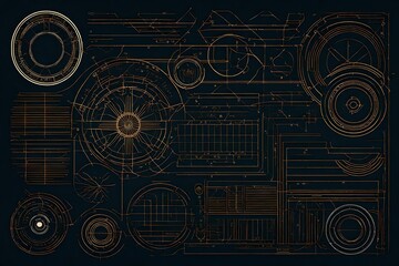 A collection of classic-style vector outlines.