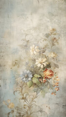 Distressed watercolor floral wallpaper background generative ai