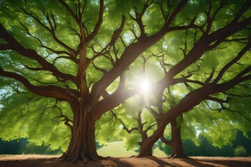 stylized vector tree in the nature 