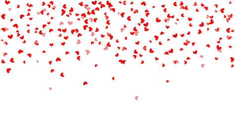 Seamless background with different colored confetti hearts. Random falling confetti. Valentines day background. Vector illustration.