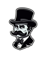 Vintage Gentleman Sticker - Classic Top Hat and Mustache