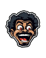 Hilarious Expressive Cartoon Face - Laughter and Joy in Sticker Form