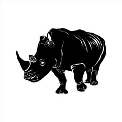 Vector illustration of the Javan Rhinoceros, a rare Indonesian animal.