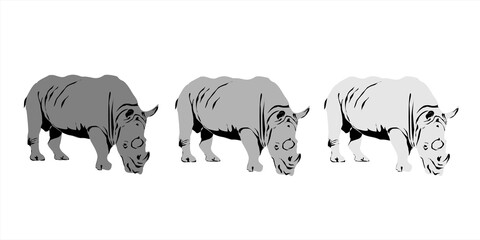 Vector illustration of the Javan Rhinoceros, a rare Indonesian animal.