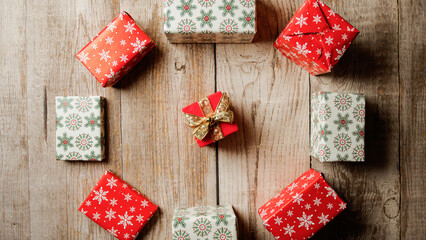 hand creating Christmas gift composition 