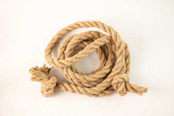 Twisted thick rope on a white background