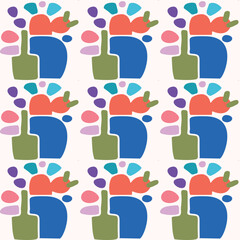 Colorful leaf for flat scandi style seamless vector kids pattern. Fun whimsical nature for gender neutral baby wallpaper. 