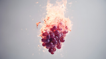 a bunch of burning grapes