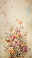 Distressed watercolor floral wallpaper background,generative ai