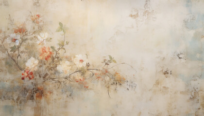 Distressed watercolor floral wallpaper background,generative ai