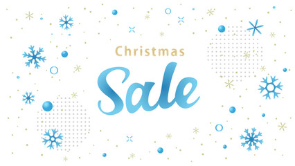 クリスマスセール(Xmas sale)、雪の結晶と英語のテキスト、ベクター白背景透過イラスト素材