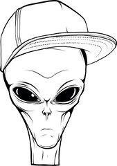 Vector outline alien head vector illustration design - 686130624
