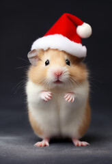Fototapeta na wymiar Adorable little Christmas hamster.