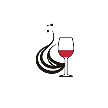 minimalistic graphic logo of wine glass on white background