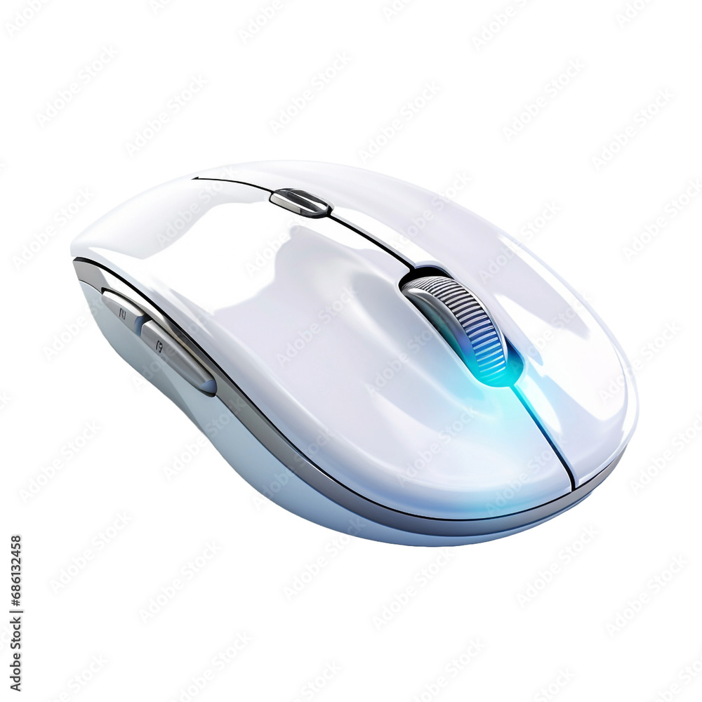 Poster a computer mouse with a light isolated on transparent background