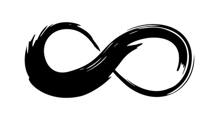 Infinity symbol hand painted with grunge brush stroke and black paint. Png clipart isolated on transparent background - obrazy, fototapety, plakaty