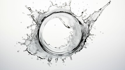 Image of a surge of water forming a circle on a white background.