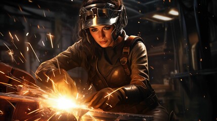 Image of a woman welder in action.