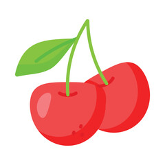 An amazing icon of wild cherries in modern design style, pair of cherries