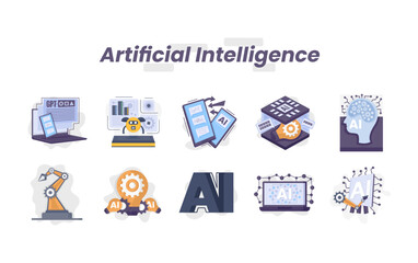Artificial Intelligence illustration set
