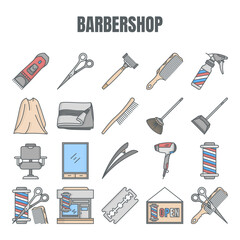 barbershop icon set