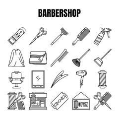 barbershop icon set - obrazy, fototapety, plakaty