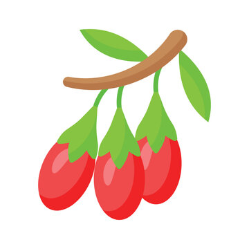 Goji berries vector design, chinese wolfberries icon, lycium barbarum or lycium chinense
