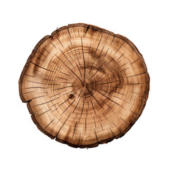 Fototapeta premium A cut out of a tree stump top view isolated on transparent background
