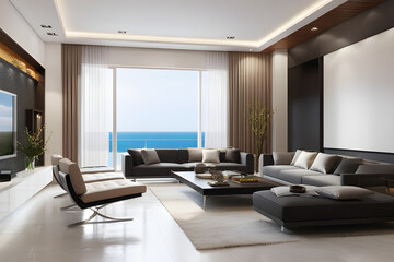 modern living room with fireplace