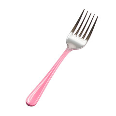 A fork with a pink border isolated on transparent background