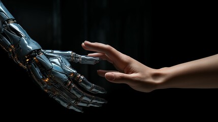 Image of a robot hand reaching out to a human hand.