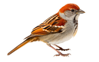 American Tree Sparrow Ground Forager Isolated on a Transparent Background PNG. - obrazy, fototapety, plakaty