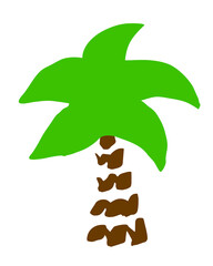 Palm tree hand painted with brush. Doodle cartoon coconut palmtree icon. Png clipart isolated on transparent background