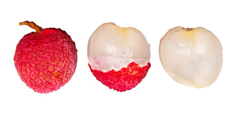 juicy Lychee 3 type isolated on cut out PNG. Has red shell. Fruit that has delicious, sweet aroma....