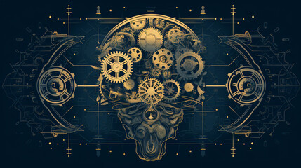 Brain and Gear cog - Powered by Adobe