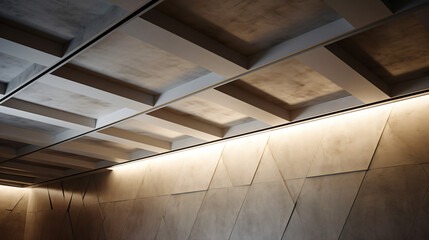 Cement panel ceiling square block pattern