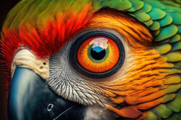 eye of macaw parrot on background