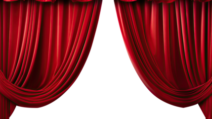 Transparent Dramatic Unveiling: Theater or Cinema Opening the Curtain - Captivating Stock Image for Sale. Transparent background	