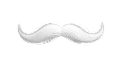 White moustache. Isolated on Transparent background.	