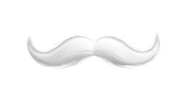 White moustache. Isolated on Transparent background.	