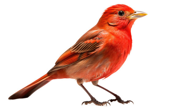 Summer Tanager Bird Scarlet Singer Isolated on a Transparent Background PNG.